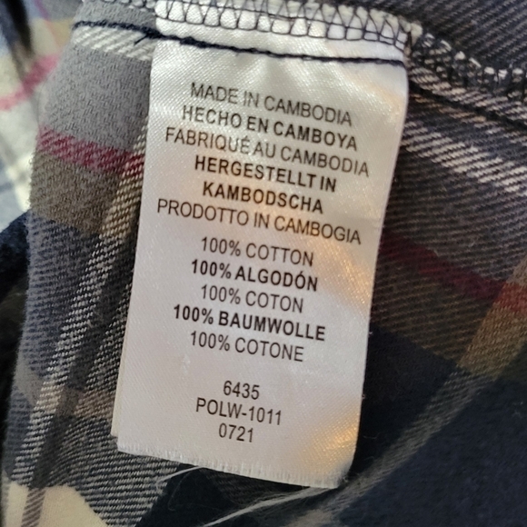 Legendary Whitetails large cotton luxury flannel plaid darted waist blue cream - Picture 9 of 12